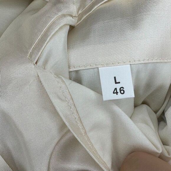 M black label Mens 46 L Blazer 100% Pure Silk Beige Notch lapel Lined - Picture 5 of 11